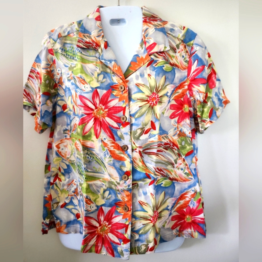Karen Scott Sport Floral Button-Up Shirt